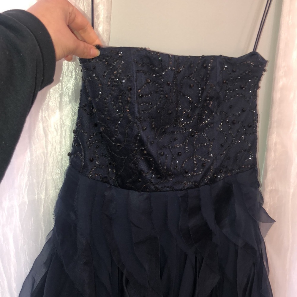 Alice + Olivia Silk Beaded Corset Ruffle Skirt Strapless Mini Fit Flare Dress 6 - Picture 7 of 13